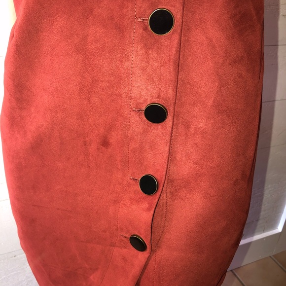 Rust colored suede like dress. - Picture 3 of 3